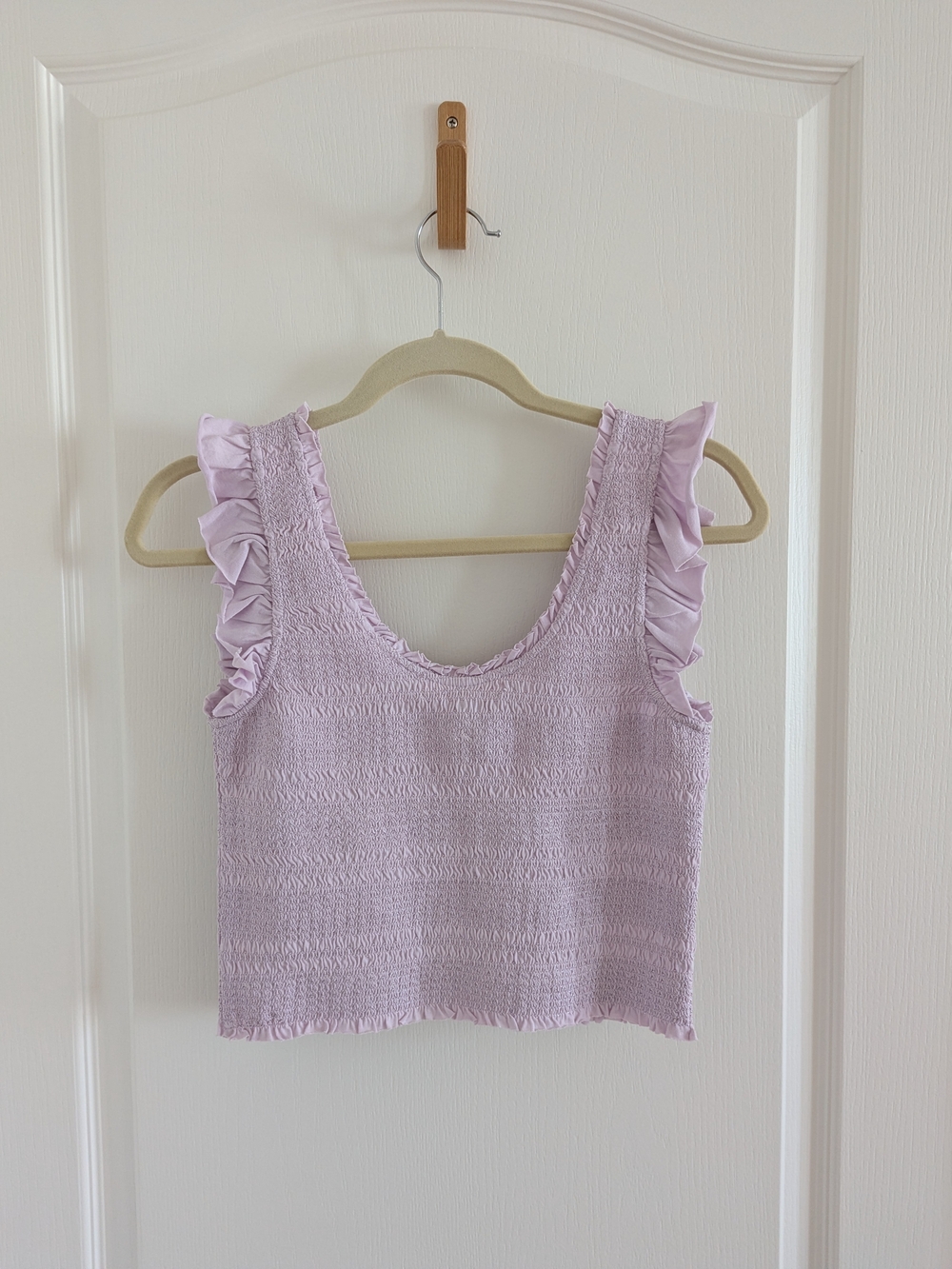 LoveShackFancy Lilac Ruffle Cropped Tank Size S - Picture 3 of 5